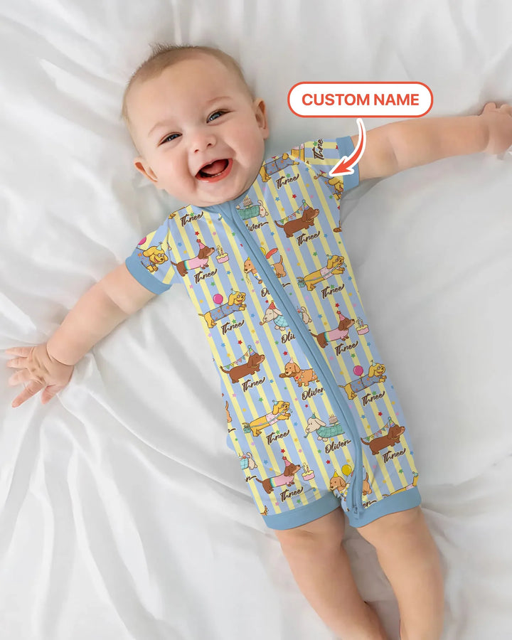 Custom Name Birthday Dachshund Bamboo Shorty Zippy