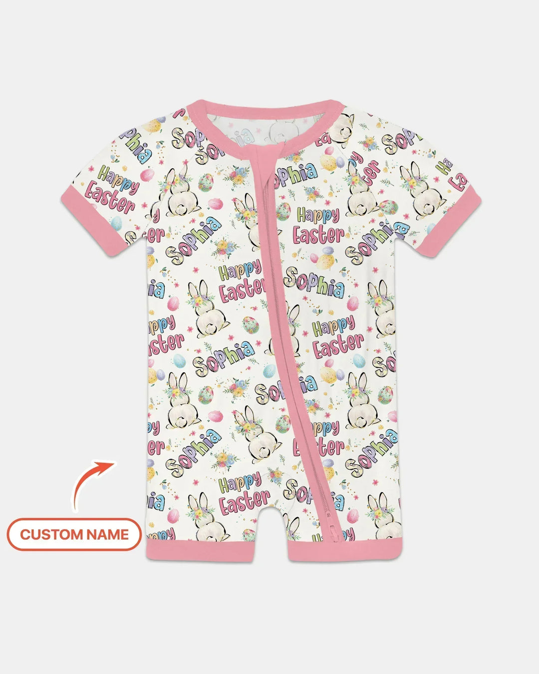 Personalized Happy Easter Bunny Shorty Zippy