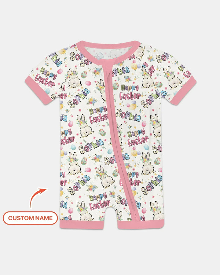 Personalized Happy Easter Bunny Shorty Zippy