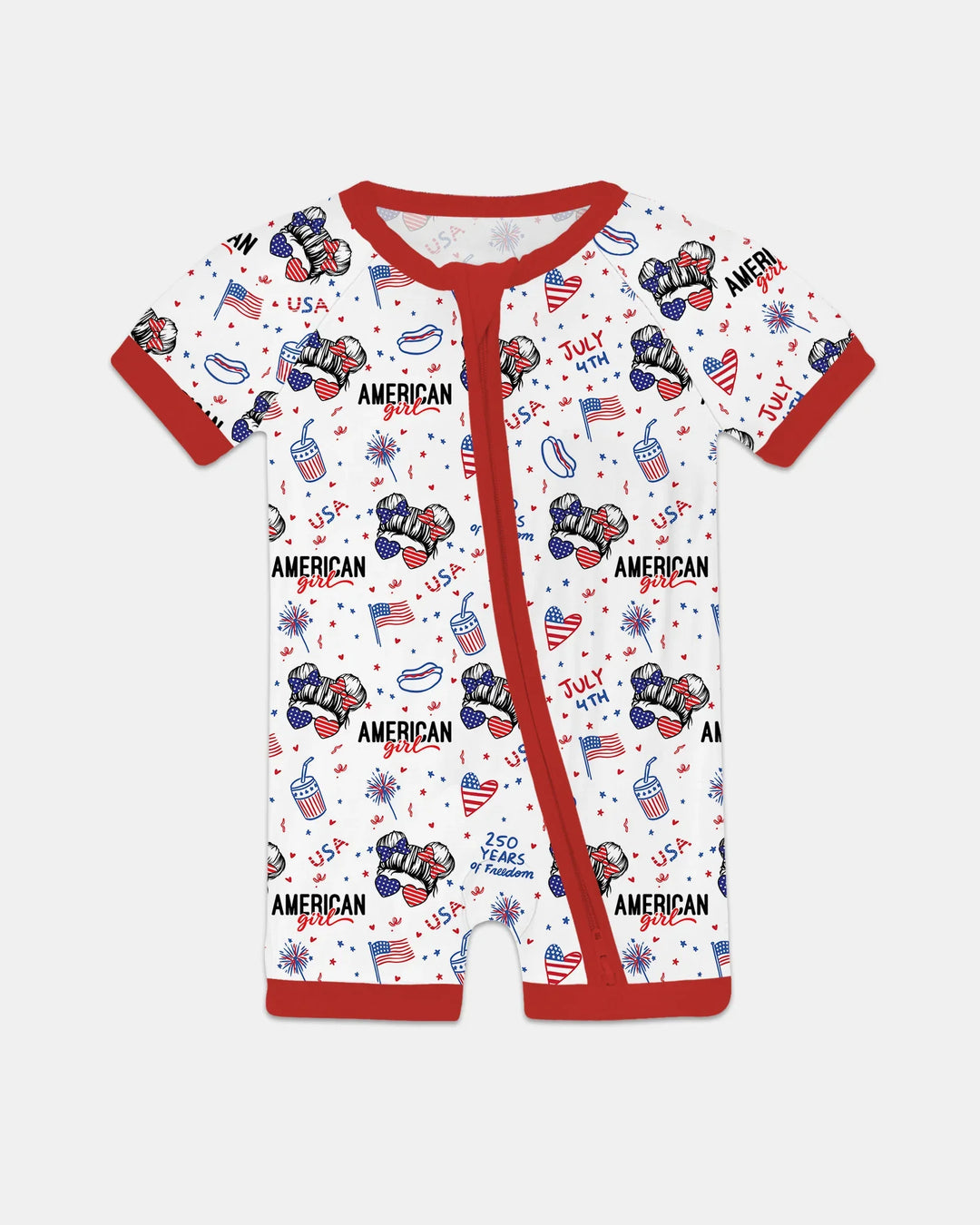 Doodle American Flag Glasses Family Matching Bamboo Shorty Zippy