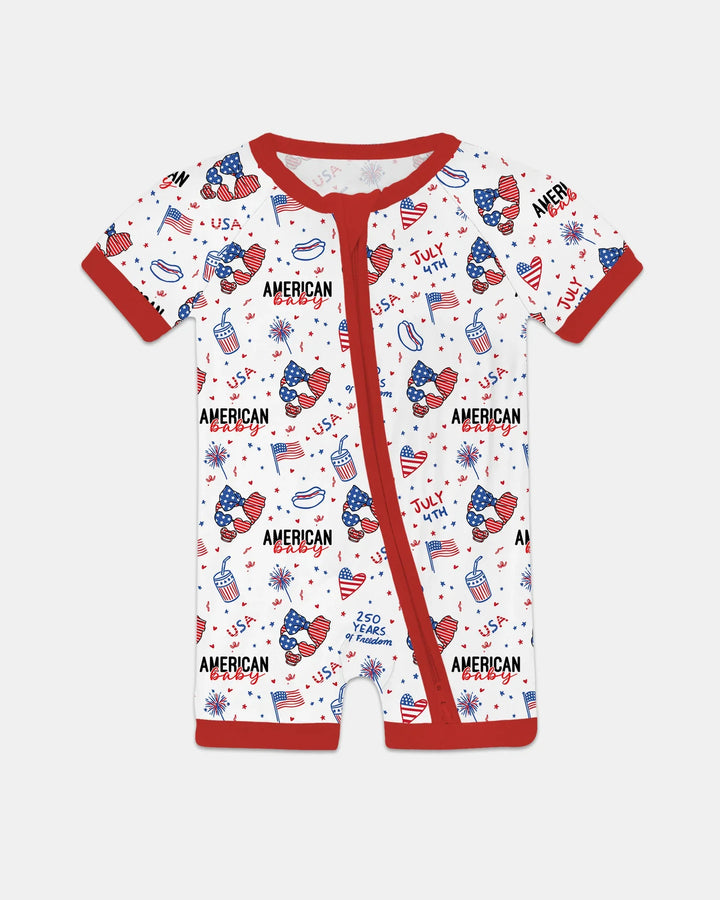 Doodle American Flag Glasses Family Matching Bamboo Shorty Zippy