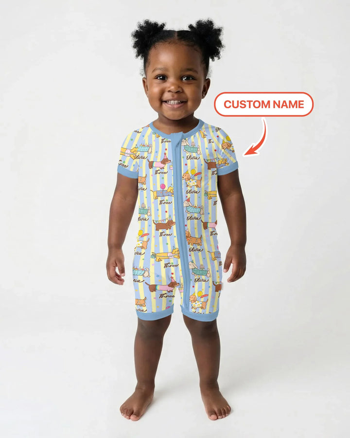 Custom Name Birthday Dachshund Bamboo Shorty Zippy