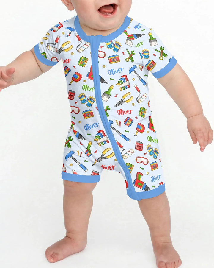 Custom Name Dad & Me Fixer Crew Bamboo Shorty Zippy