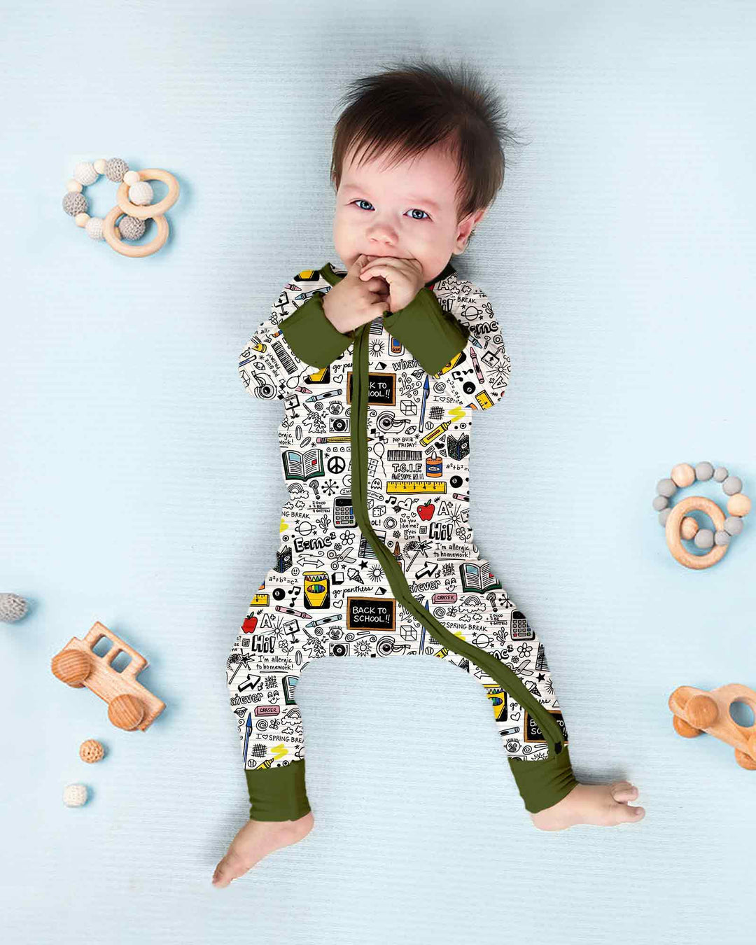 School Days Doodles Bamboo Convertible Zippy