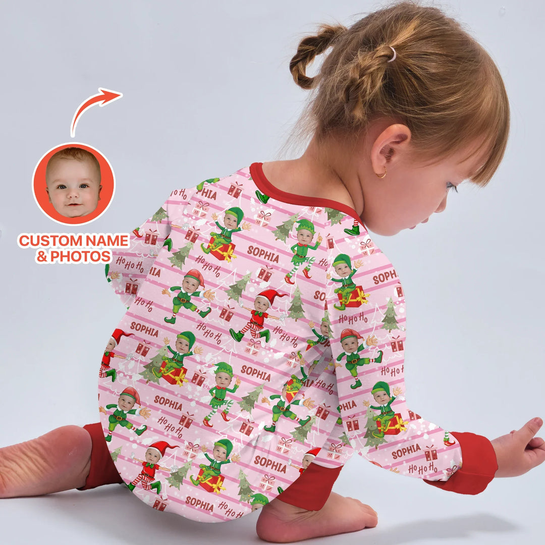 Custom Photo Baby Christmas Elf Convertible Zippy