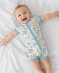 Pijama corto de bambú con cremallera y diseño de dinosaurio para Pascua