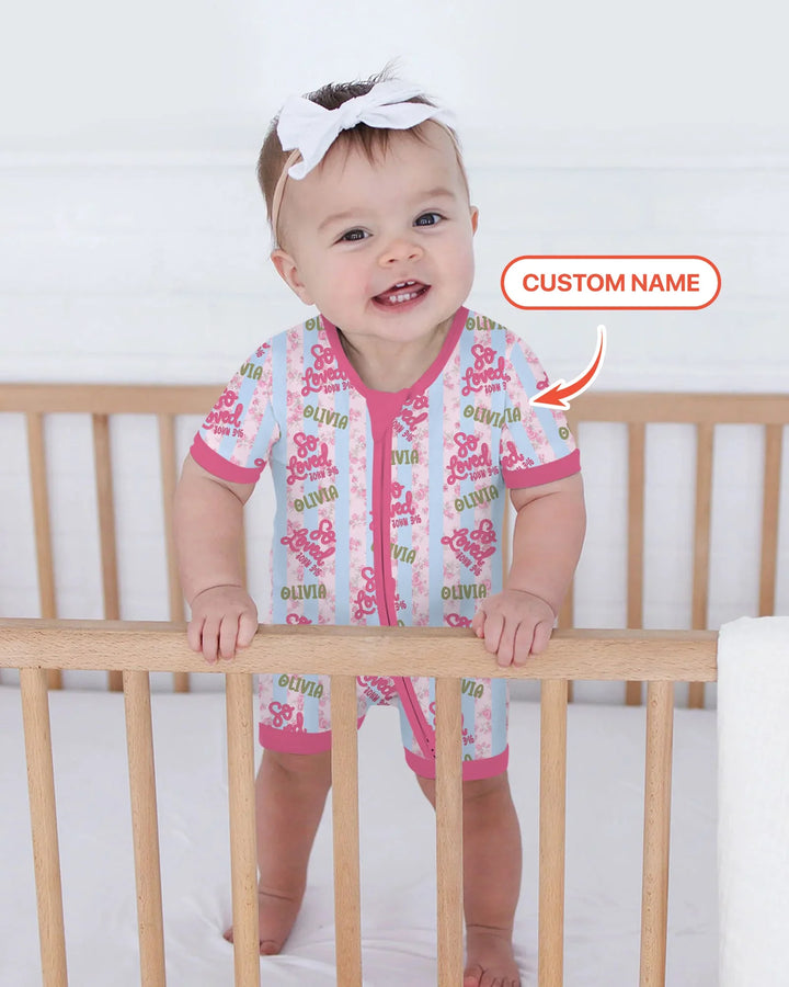 So Loved Custom Name Bamboo Shorty Zippy
