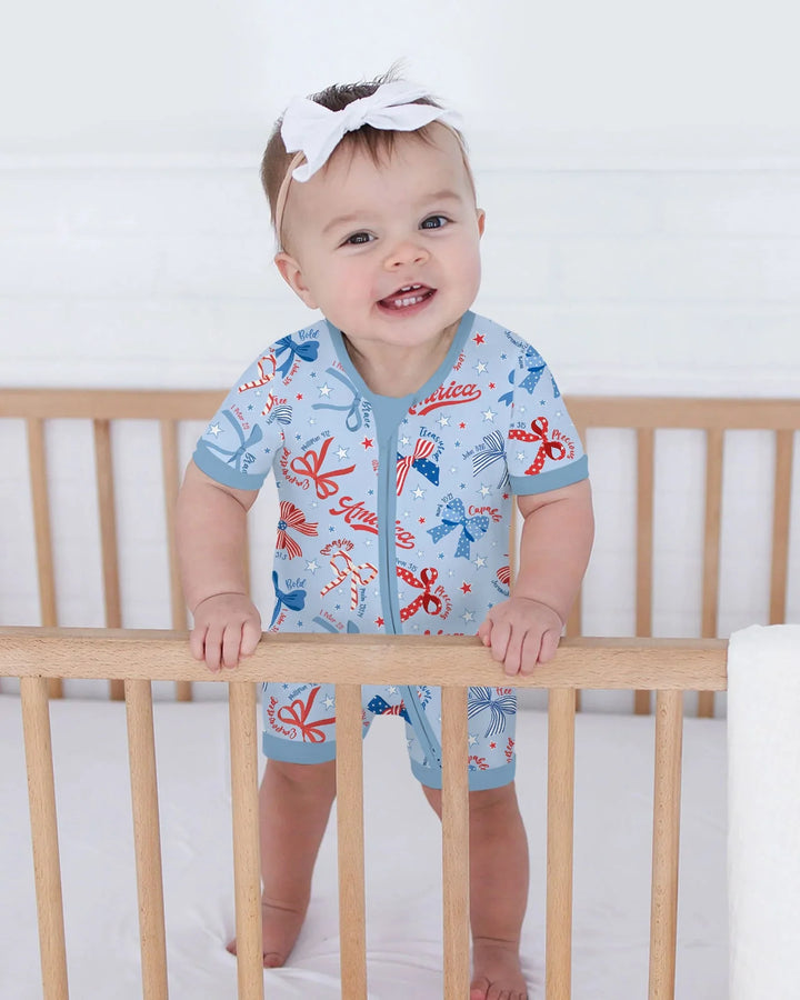 Girly Patriotic Bamboo Shorty Zippy
