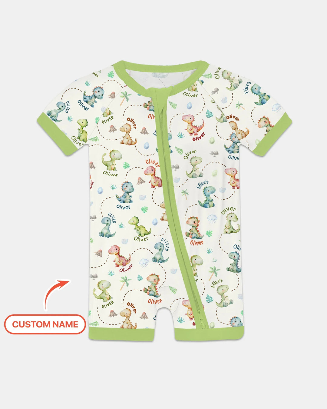 Personalized Dino Friends Bamboo Shorty Zippy