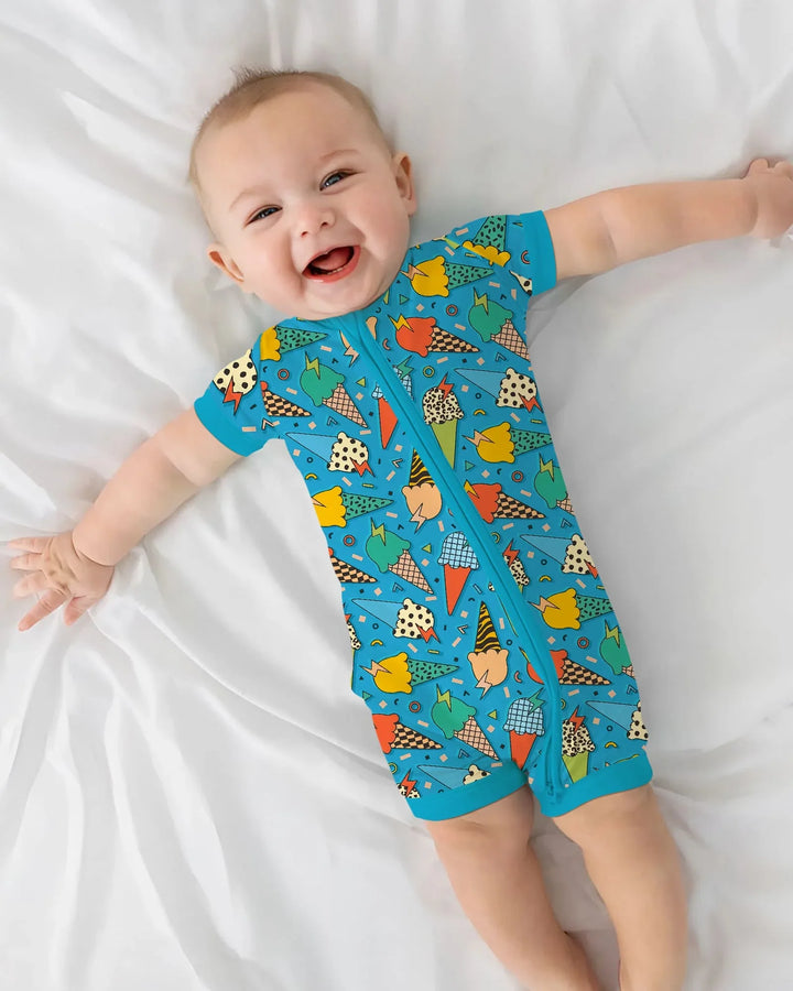 Summer Retro Ice Creams Family Matching Bamboo Shorty Zippy