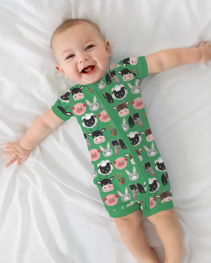 Farm Friends Family Matching Bamboo Shorty Zippy