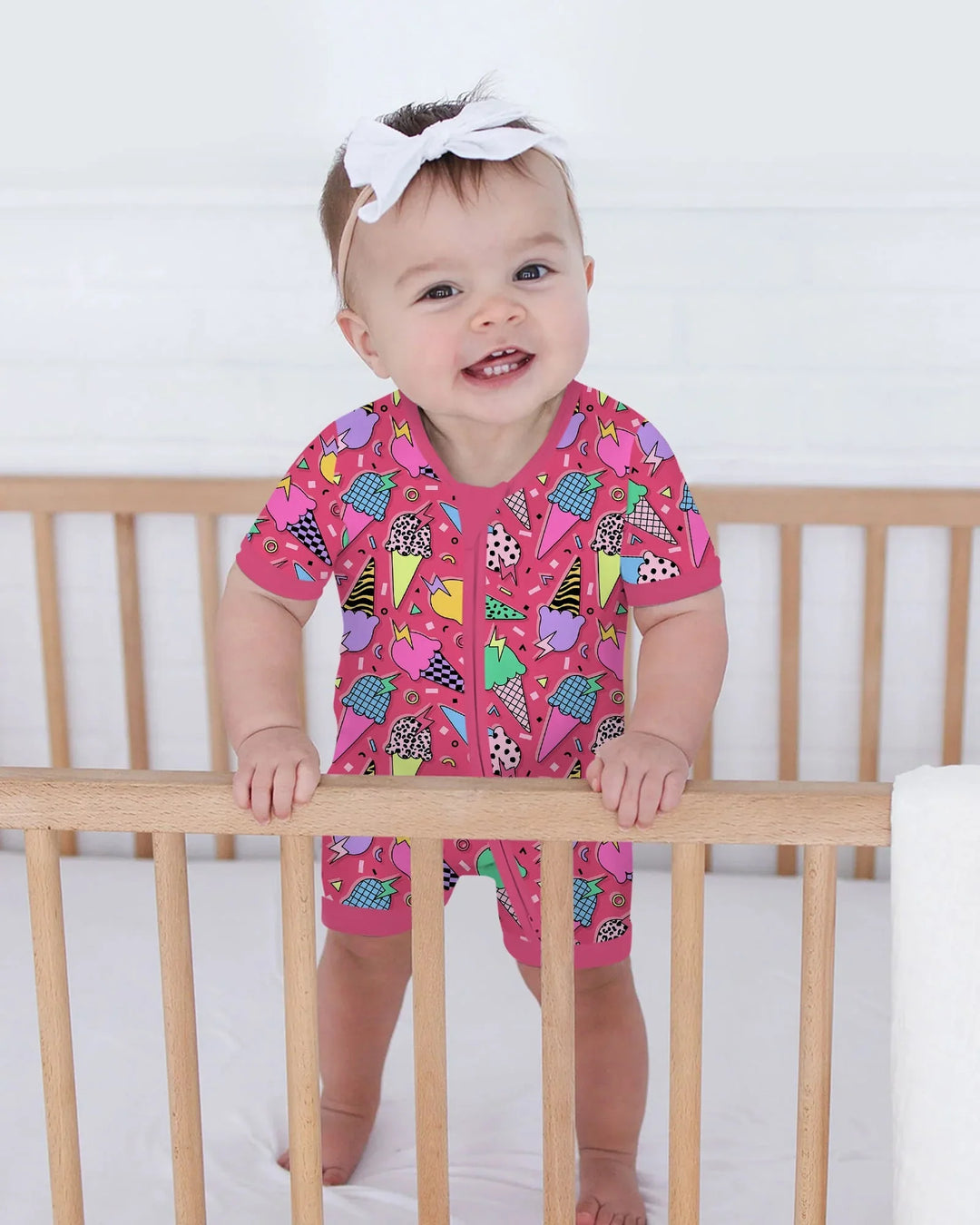 Summer Retro Ice Creams Family Matching Bamboo Shorty Zippy