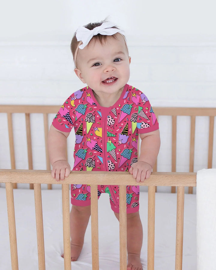 Summer Retro Ice Creams Family Matching Bamboo Shorty Zippy