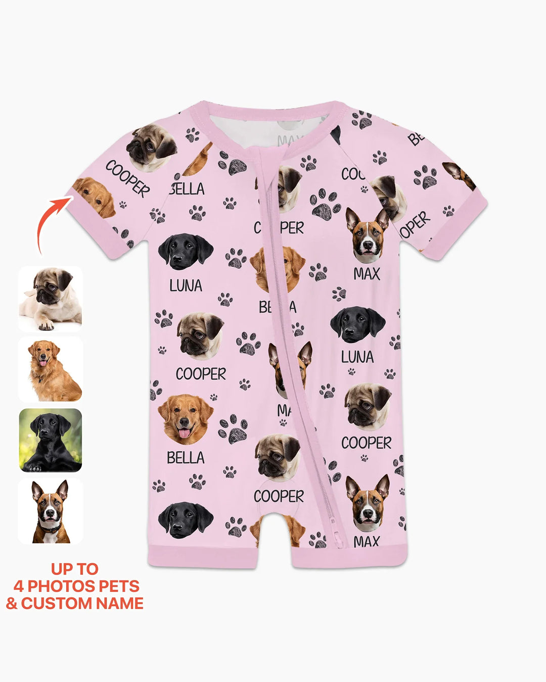 Custom Photo With Paw For Dog Lovers Bamboo Shorty Zippy