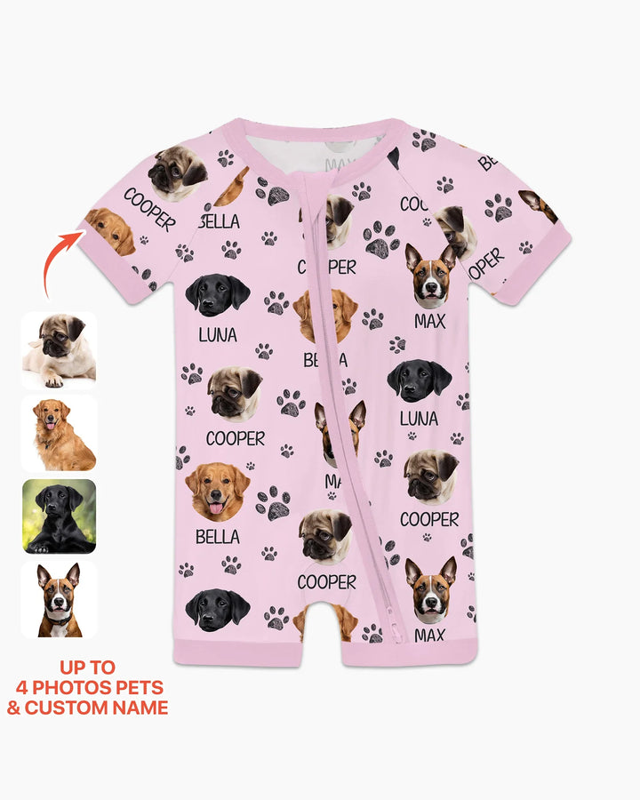 Custom Photo With Paw For Dog Lovers Bamboo Shorty Zippy