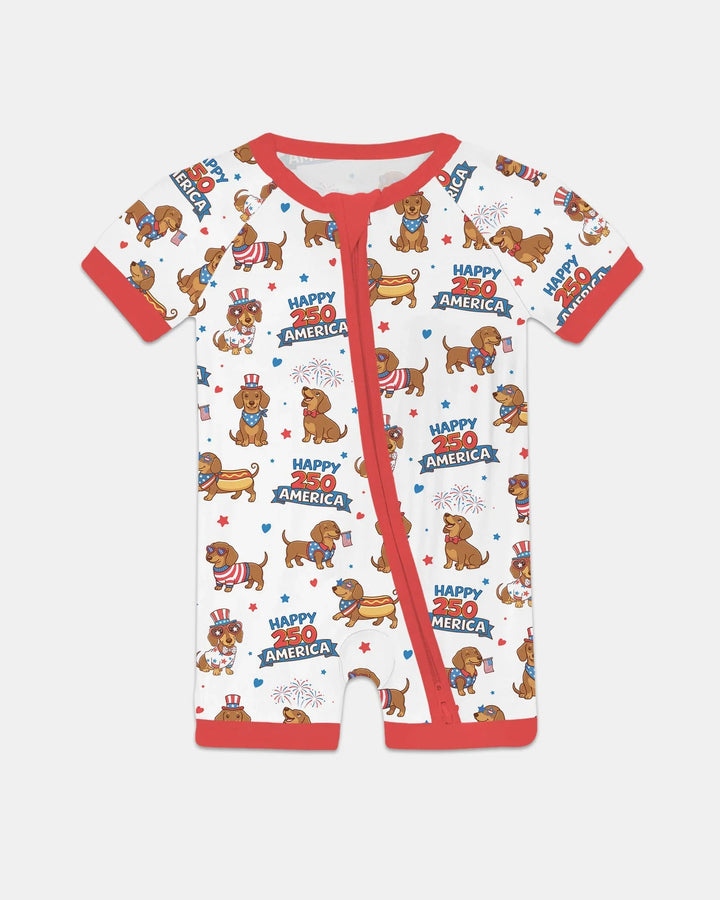 Red, White & Wiener Bamboo Shorty Zippy