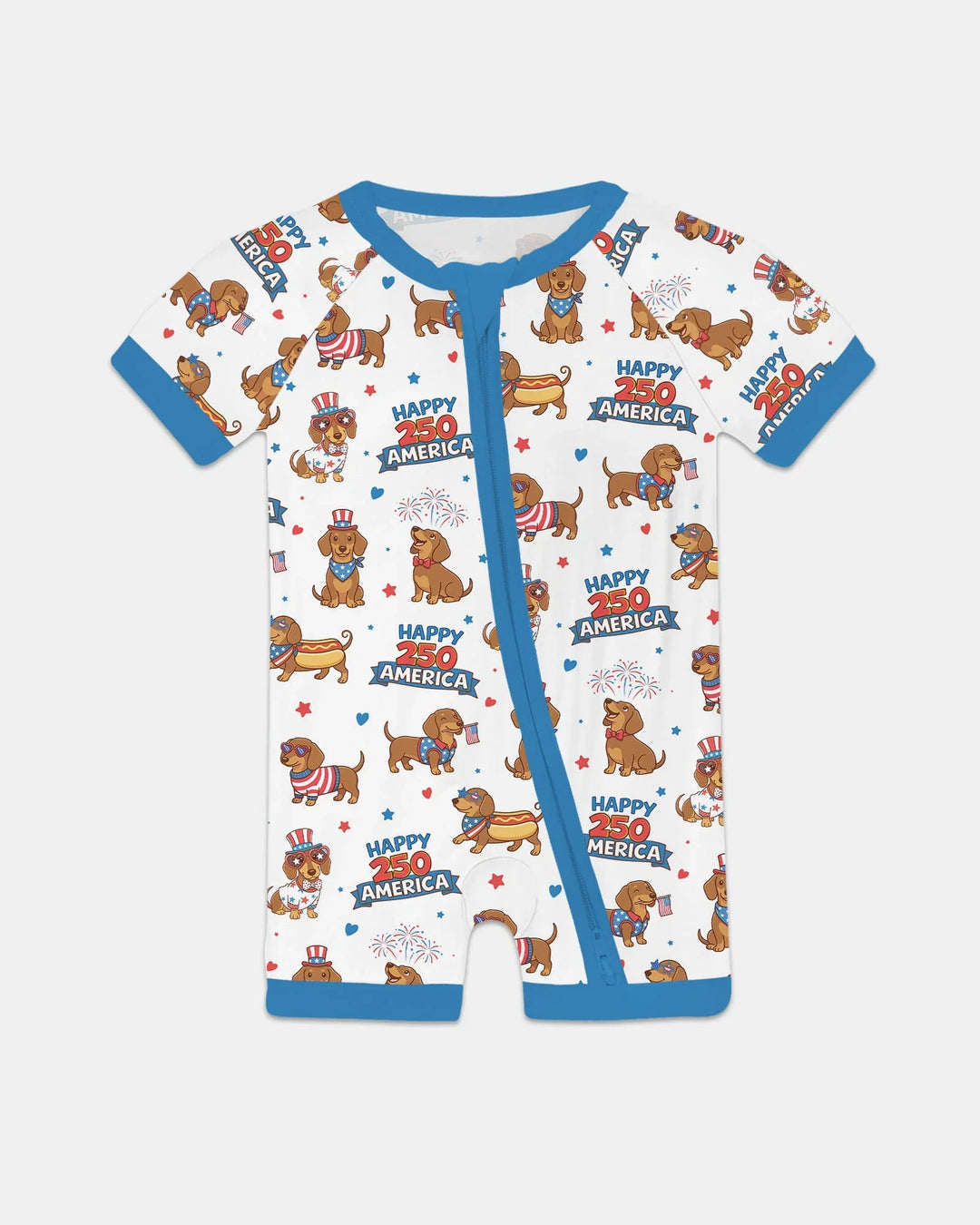 Red, White & Wiener Bamboo Shorty Zippy