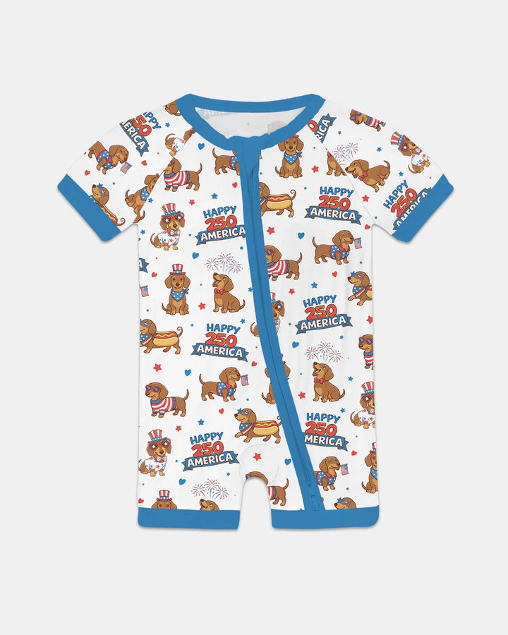 Red, White & Wiener Bamboo Shorty Zippy