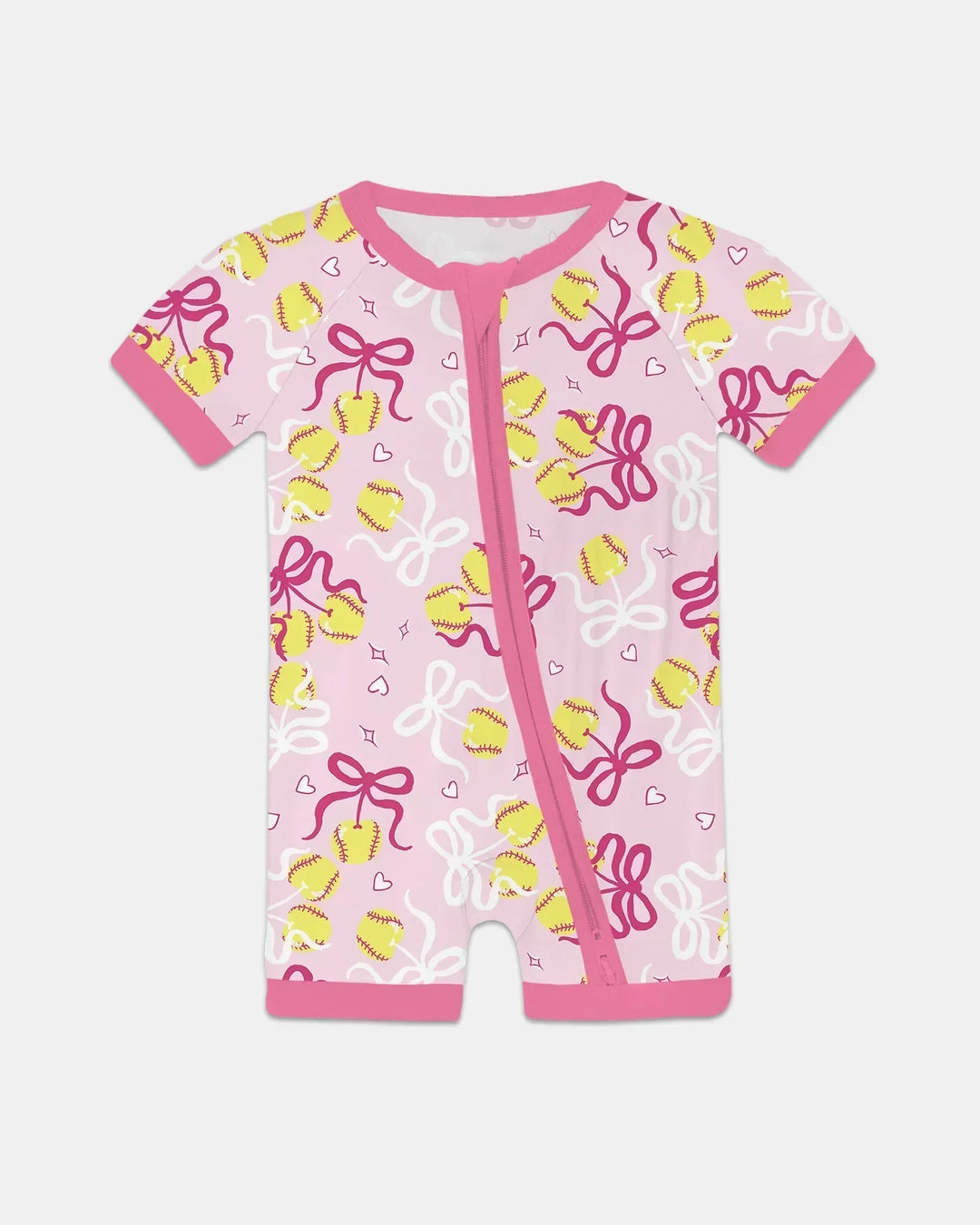 Softball Cherry Mom And Girl Matching Shorty Zippy