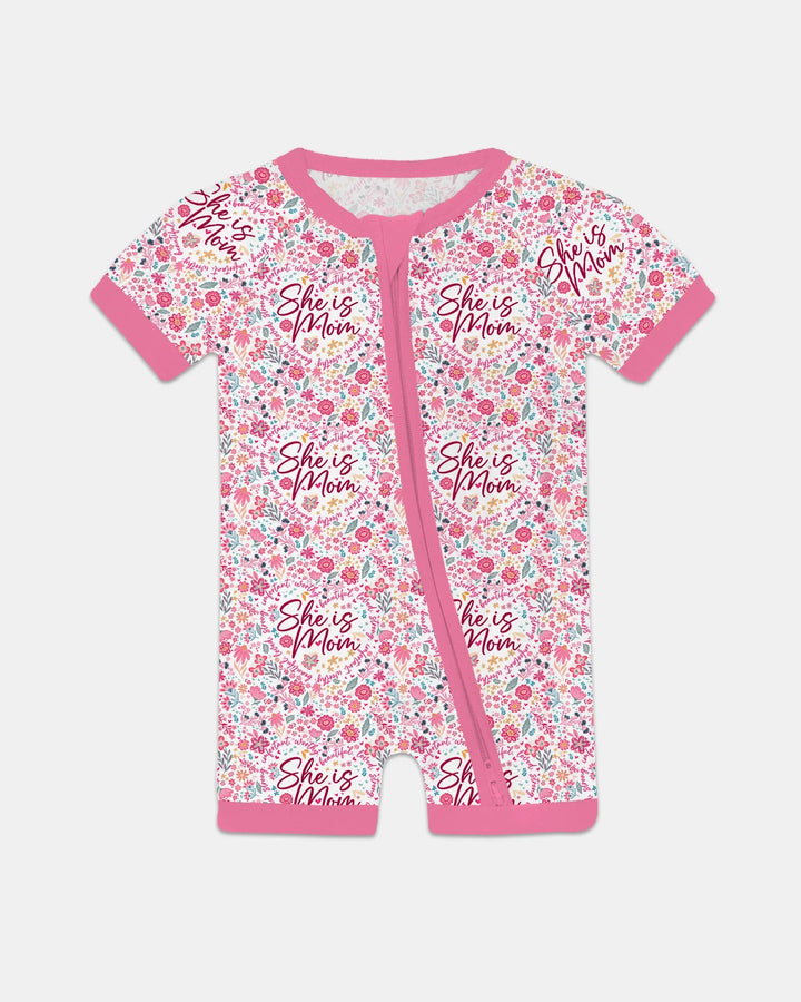 She Is Mom Floral Bamboo Shorty Zippy