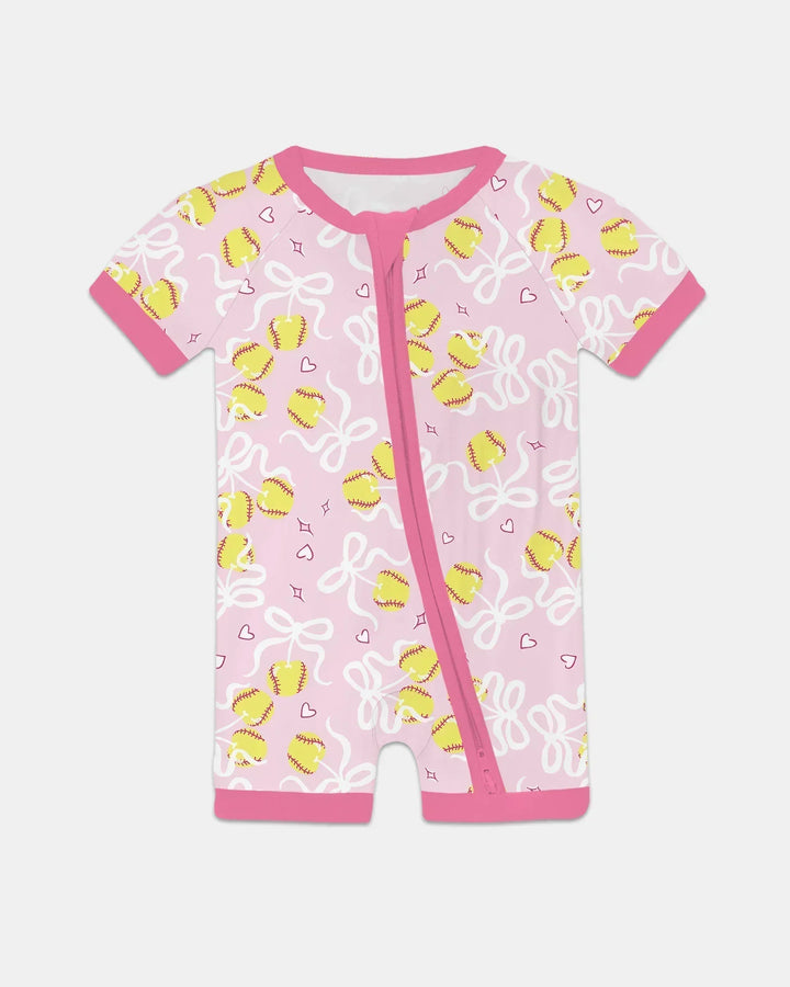 Softball Cherry Mom And Girl Matching Shorty Zippy