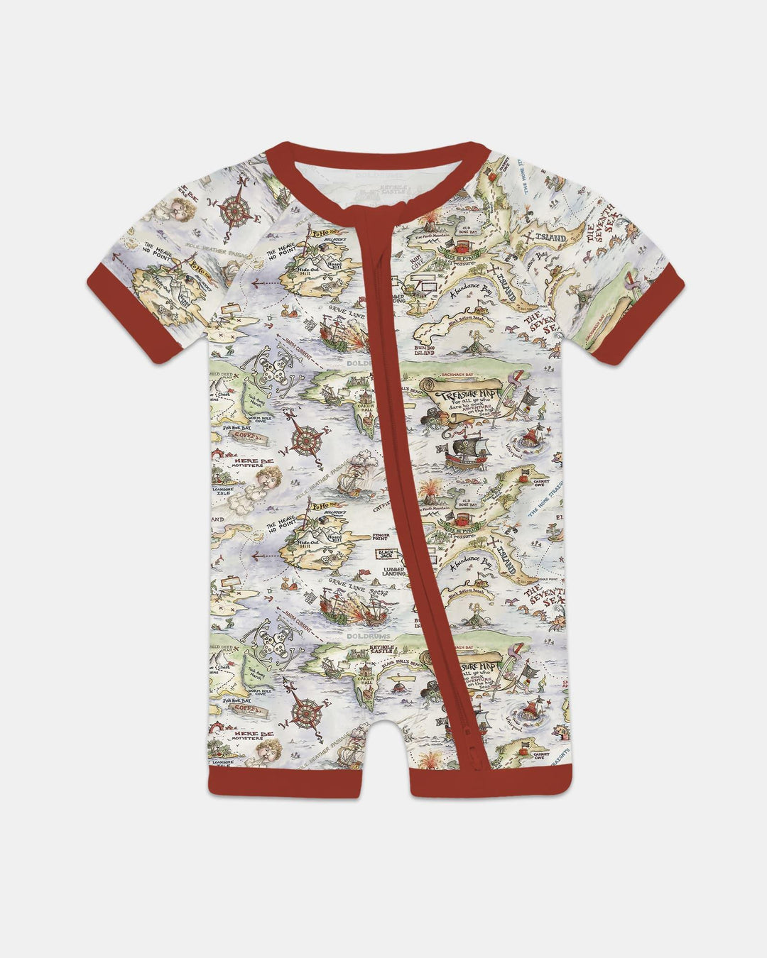 Pirate Treasure Map Daddy & Baby Matching Bamboo Shorty Zippy
