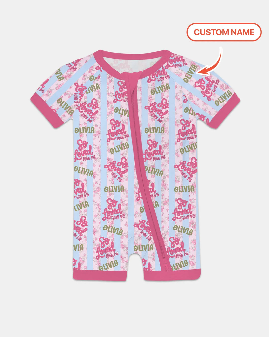 So Loved Custom Name Bamboo Shorty Zippy