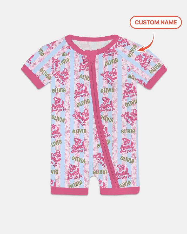 So Loved Custom Name Bamboo Shorty Zippy