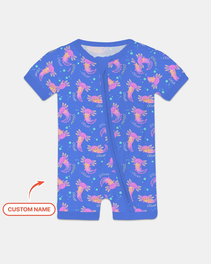 Axolote Brillante Nombre Personalizado Bambú Shorty Zippy