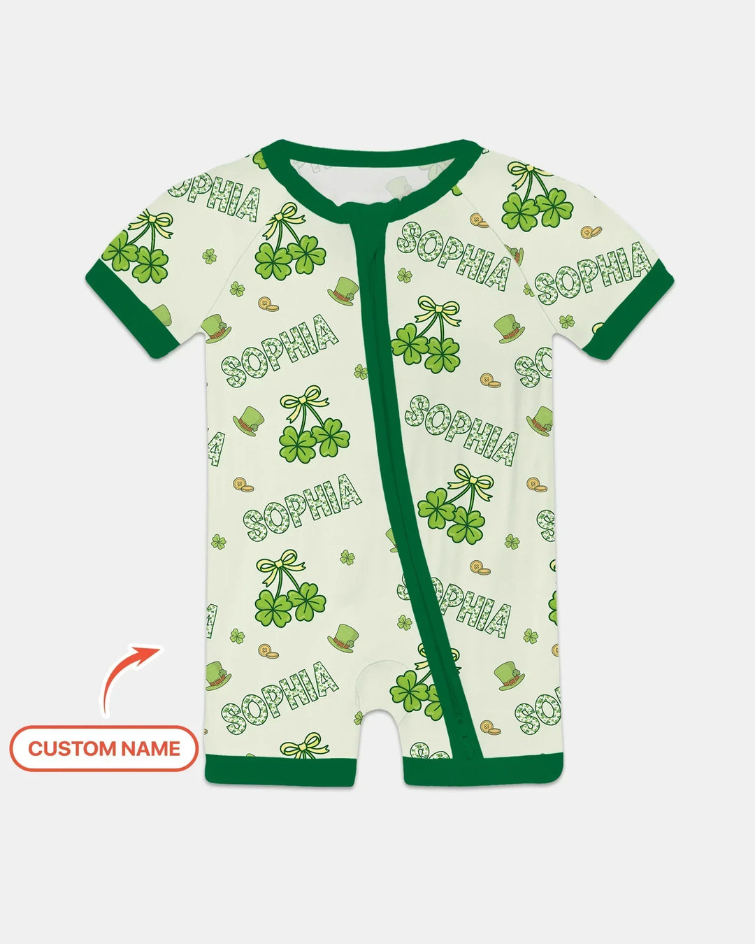 Custom Name Lucky Little Shamrock Shorty Zippy