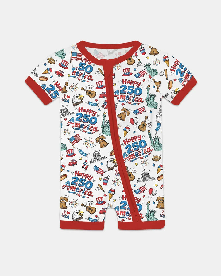 Happy 250 America I love USA Bamboo Shorty Zippy