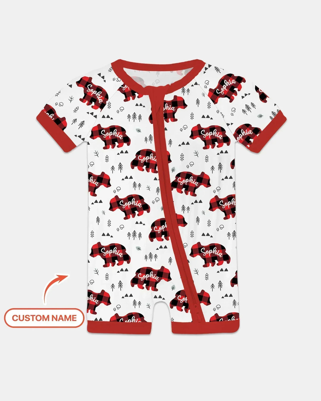 Custom Name Family Bear Matching Bamboo Shorty Zippy