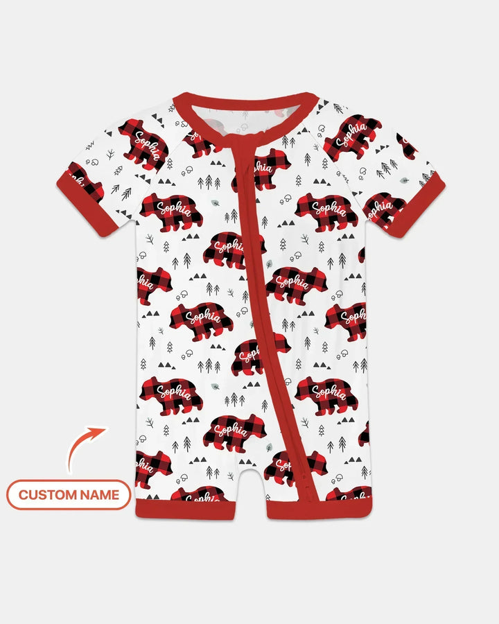 Custom Name Family Bear Matching Bamboo Shorty Zippy