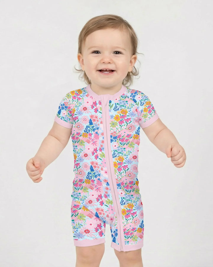 Little Flower Garden Matching Bamboo Shorty Zippy