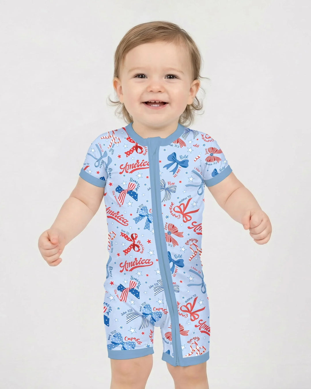 Girly Patriotic Bamboo Shorty Zippy