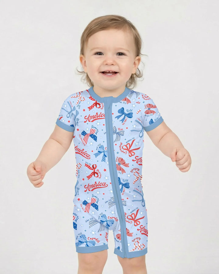 Girly Patriotic Bamboo Shorty Zippy
