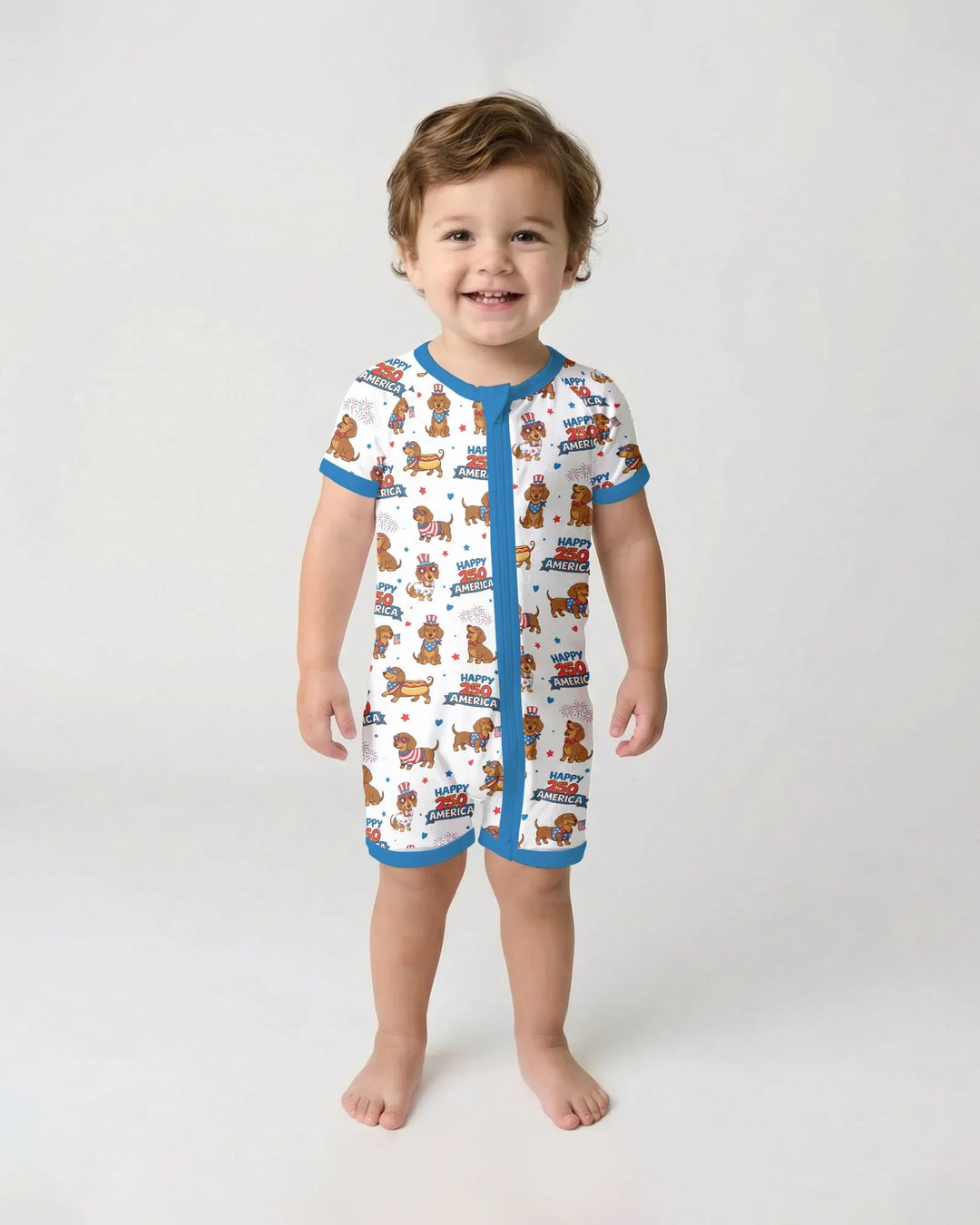 Red, White & Wiener Bamboo Shorty Zippy