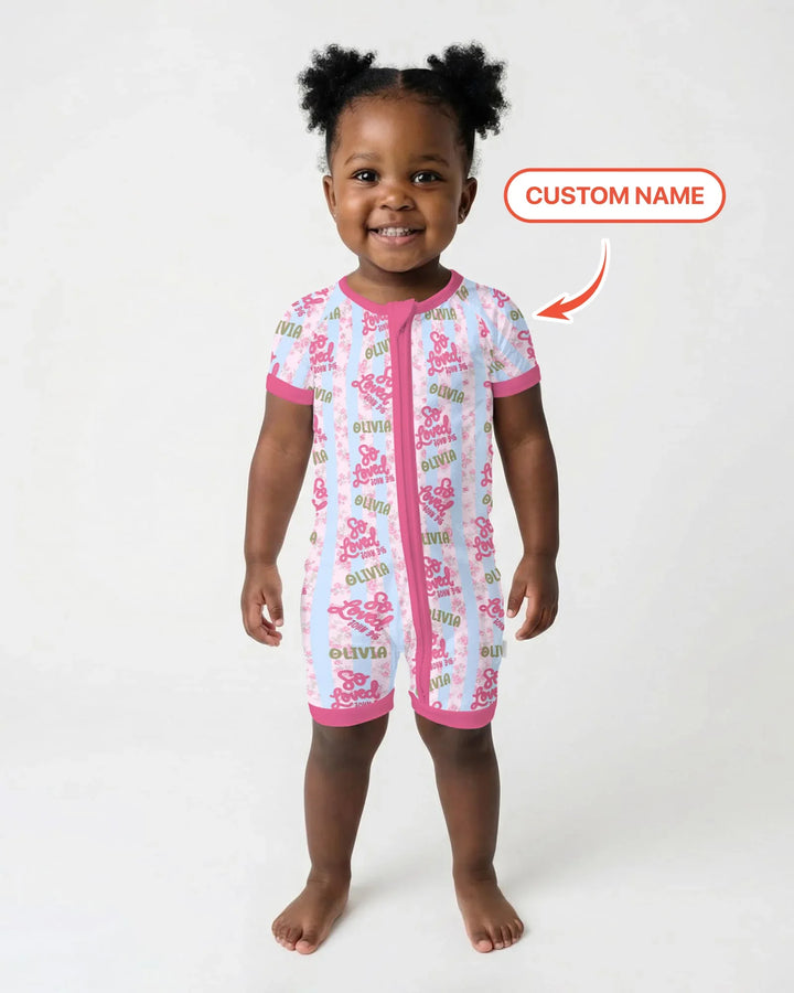 So Loved Custom Name Bamboo Shorty Zippy