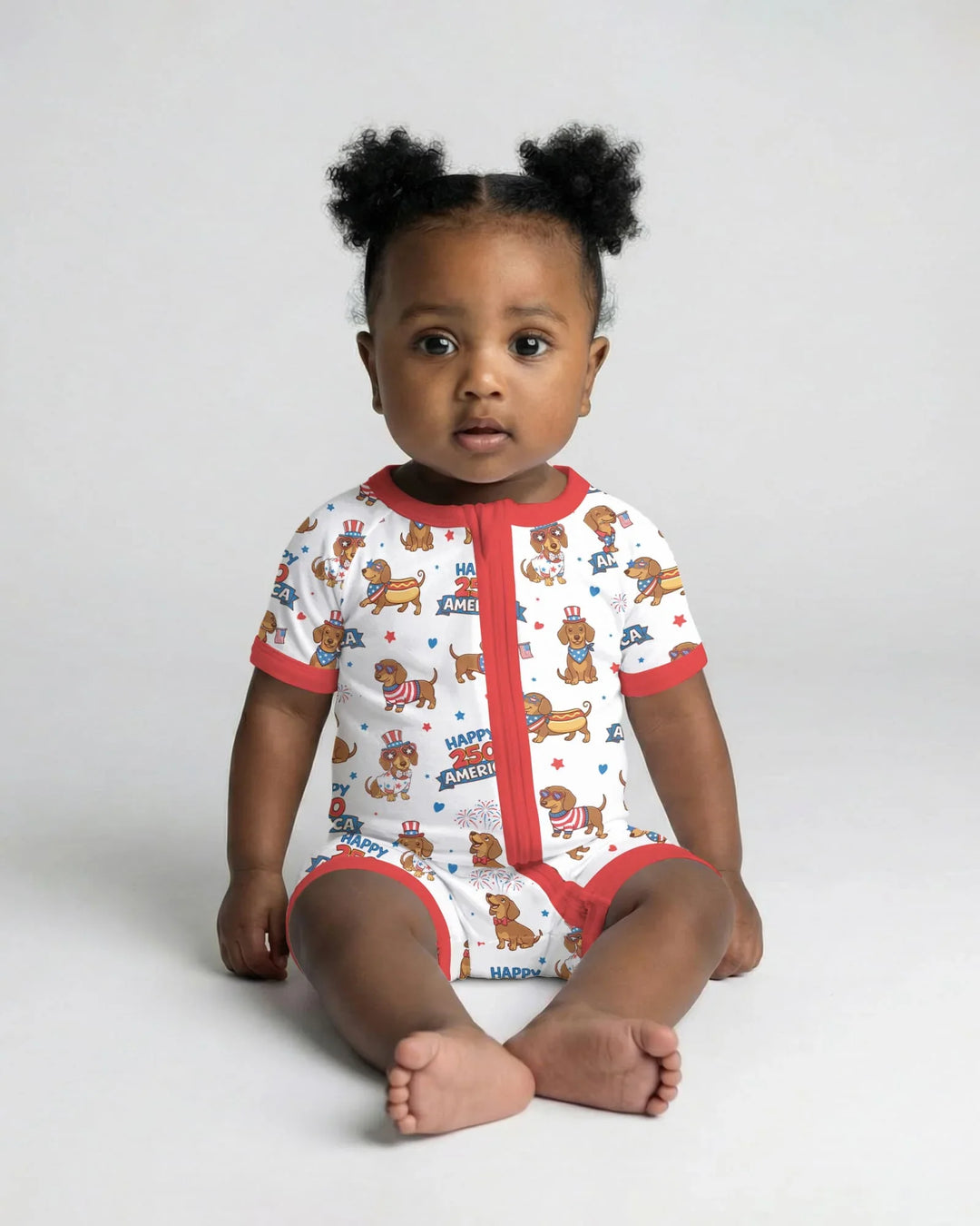 Red, White & Wiener Bamboo Shorty Zippy
