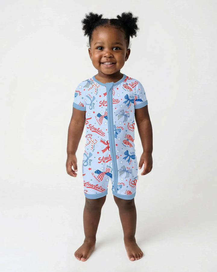 Girly Patriotic Bamboo Shorty Zippy