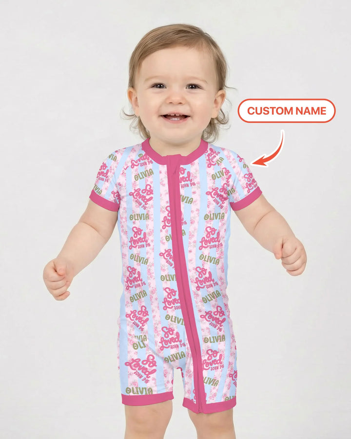 So Loved Custom Name Bamboo Shorty Zippy