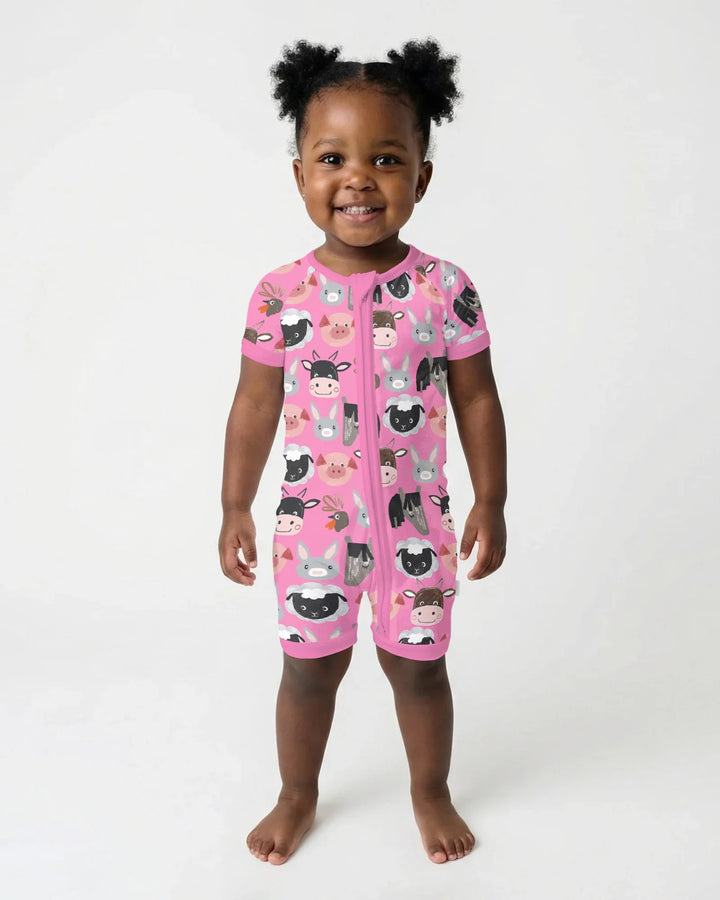Farm Friends Family Matching Bamboo Shorty Zippy