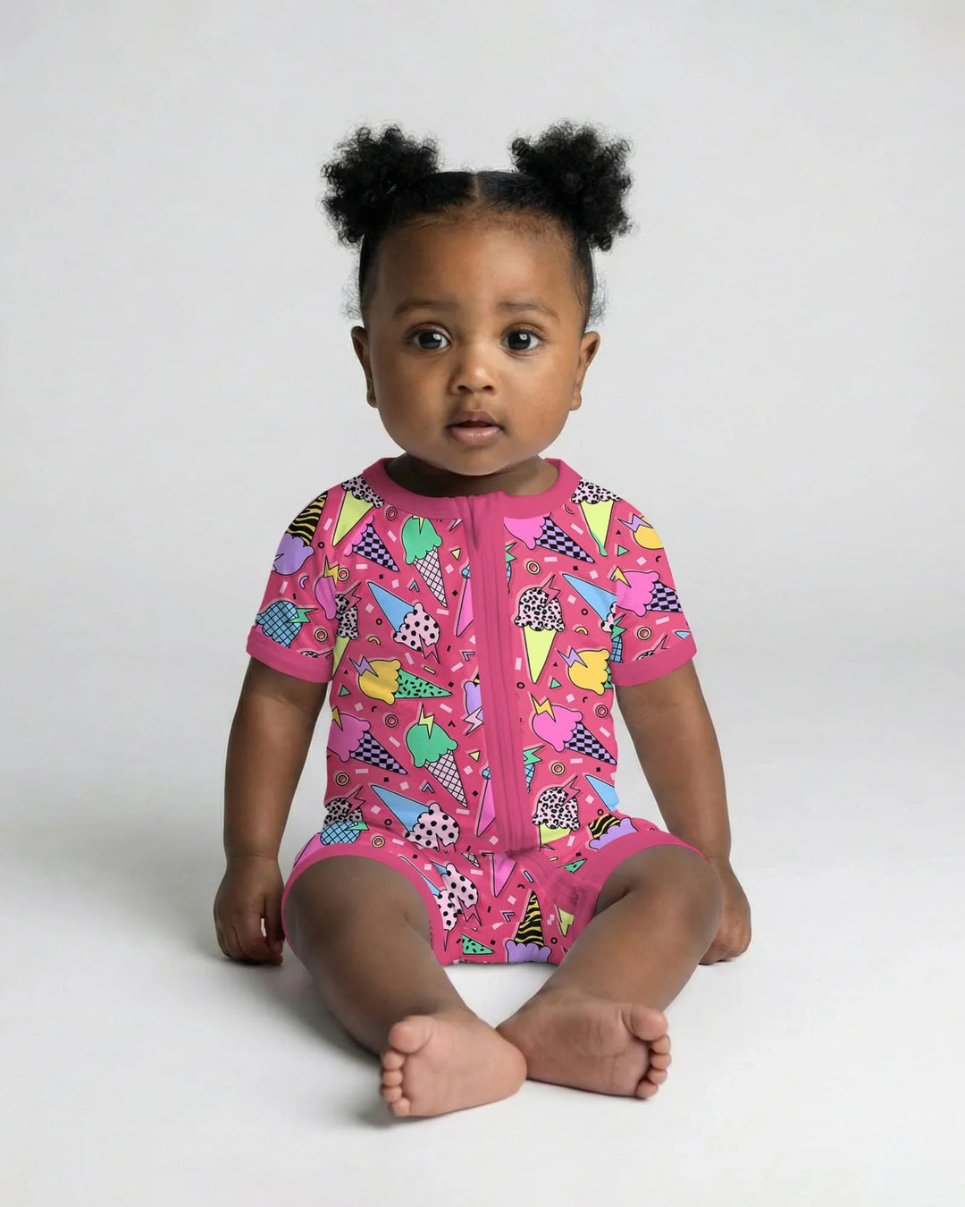 Summer Retro Ice Creams Family Matching Bamboo Shorty Zippy