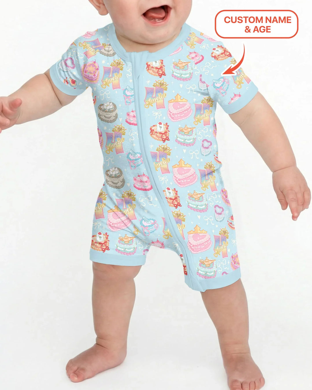 Custom Princess Baby Birthday Bamboo Shorty Zippy