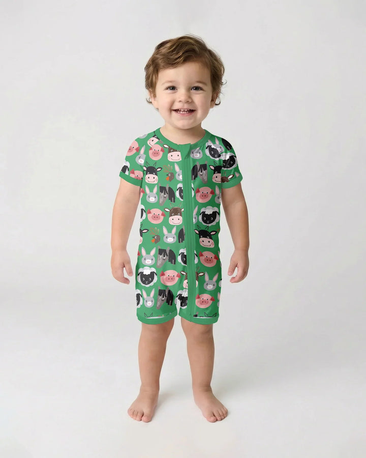 Farm Friends Family Matching Bamboo Shorty Zippy