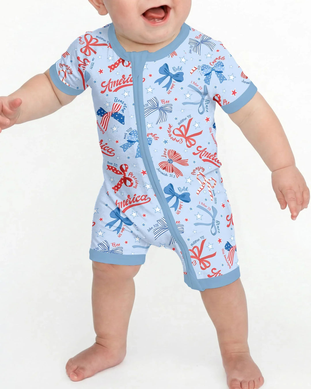 Girly Patriotic Bamboo Shorty Zippy