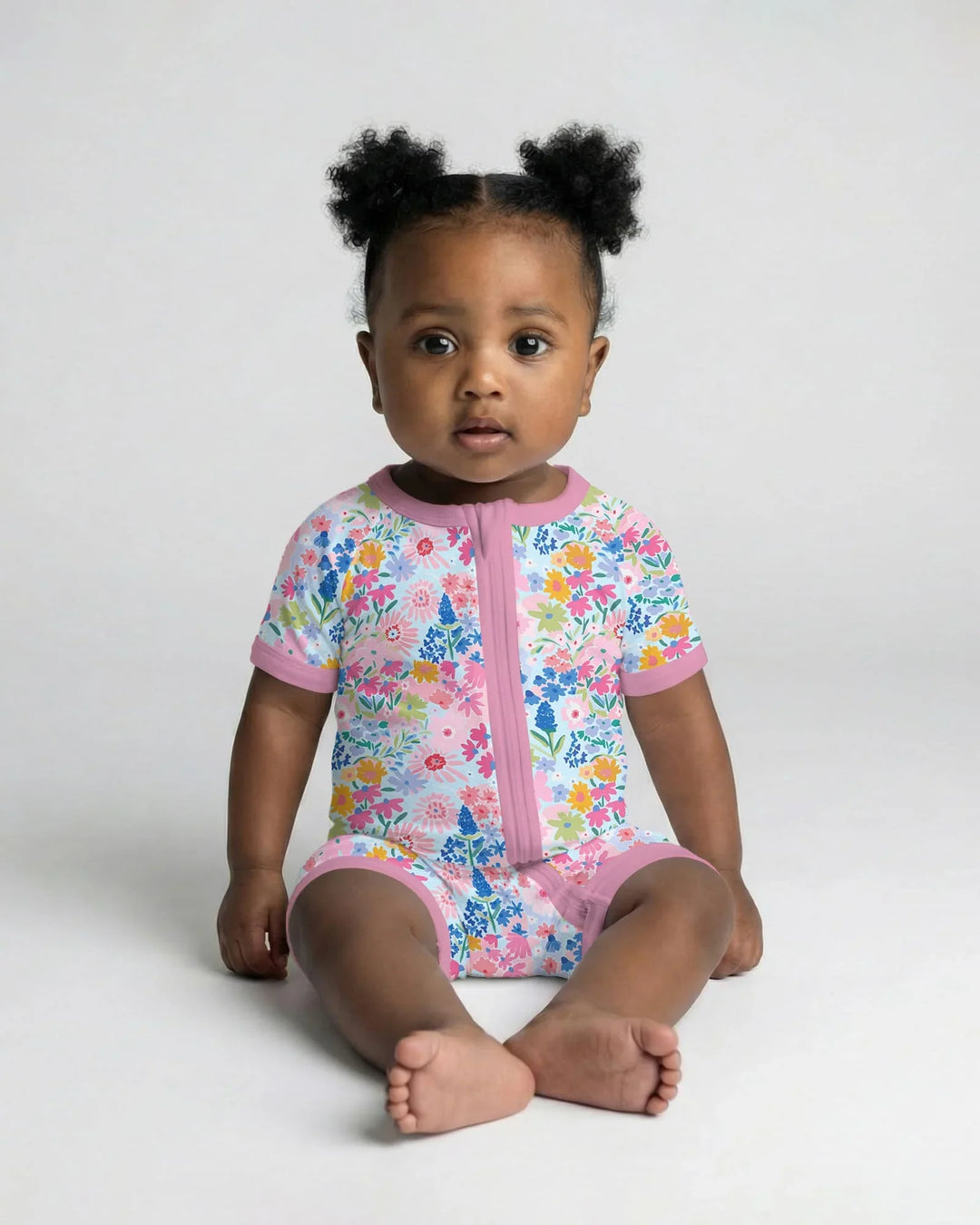 Little Flower Garden Matching Bamboo Shorty Zippy