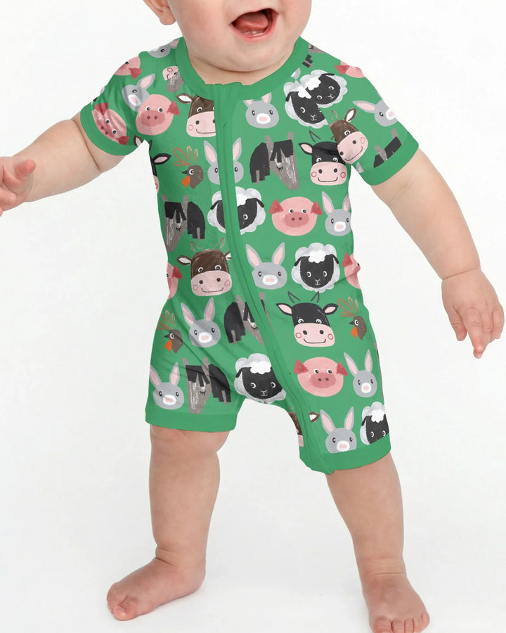 Farm Friends Family Matching Bamboo Shorty Zippy