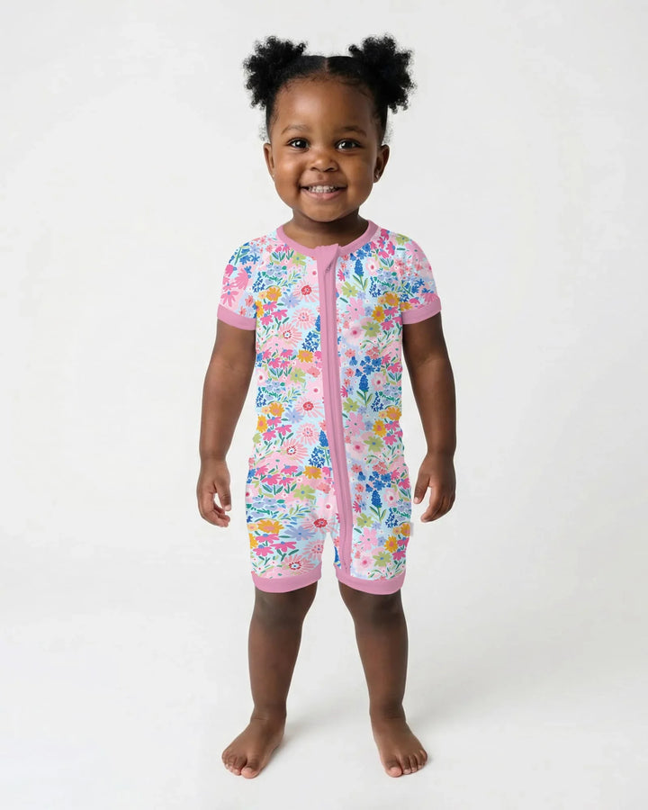 Little Flower Garden Matching Bamboo Shorty Zippy