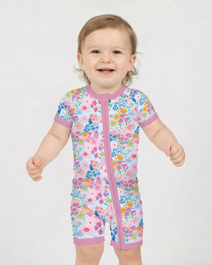 Little Flower Garden Matching Bamboo Shorty Zippy